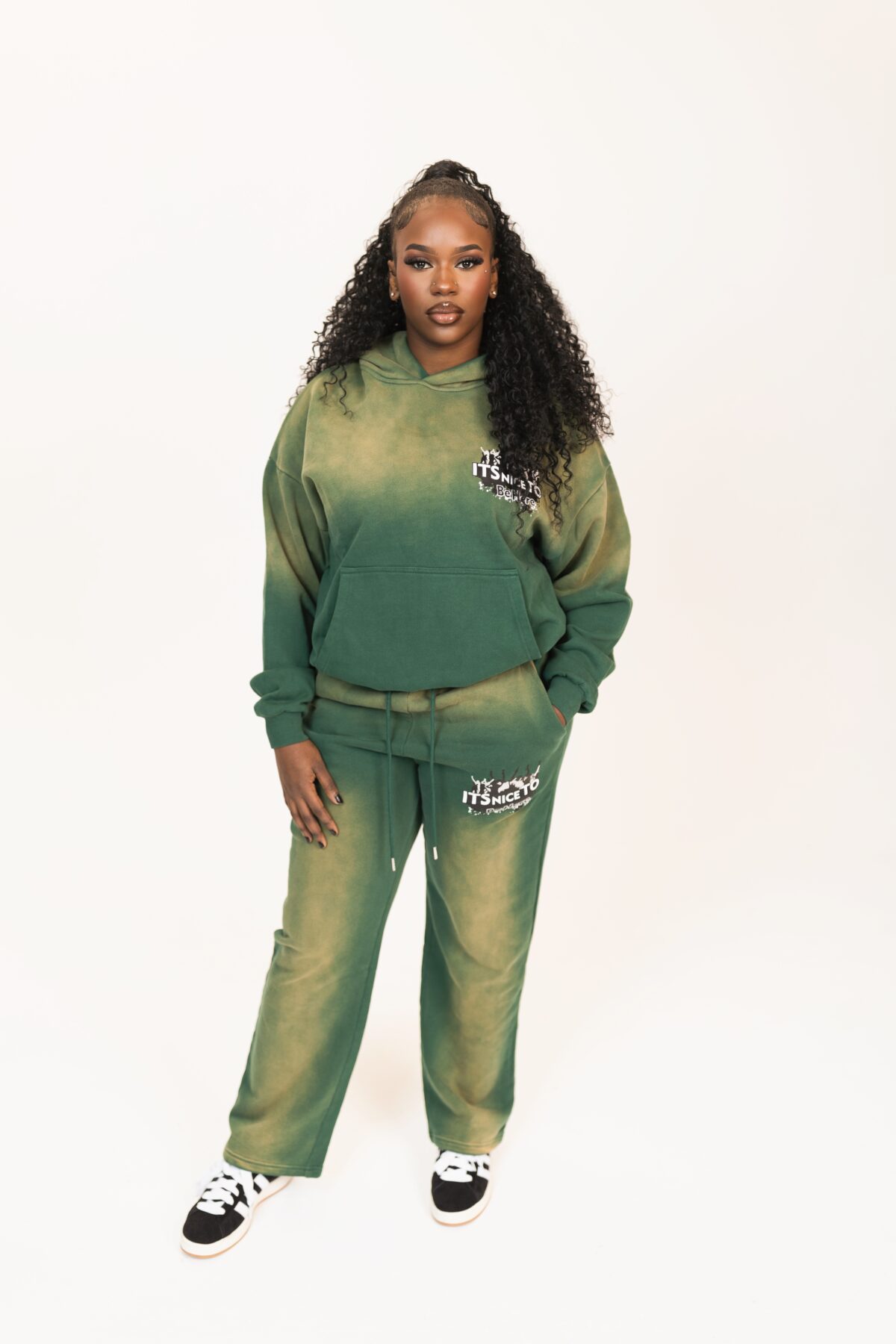 Green Track Suit Its Nice To Be Here